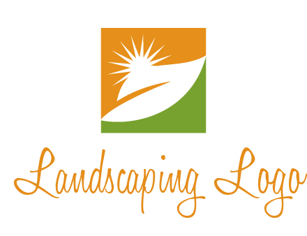 leaf and sun in square environment logo