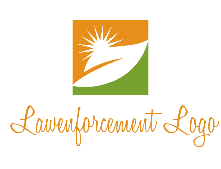 leaf and sun in square environment logo