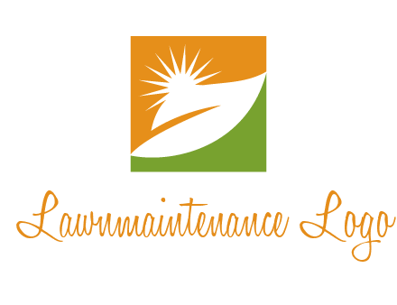 leaf and sun in square environment logo