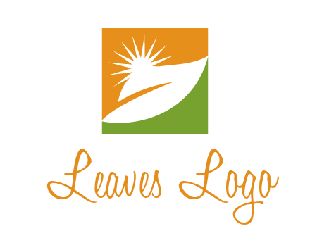 leaf and sun in square environment logo