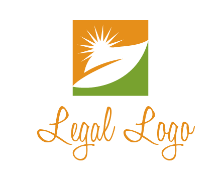leaf and sun in square environment logo