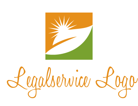 leaf and sun in square environment logo