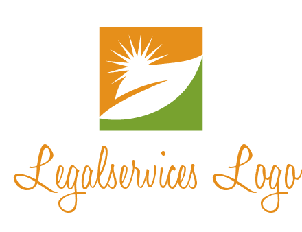 leaf and sun in square environment logo