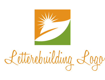 leaf and sun in square environment logo