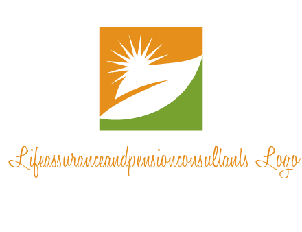 leaf and sun in square environment logo