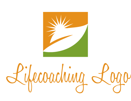 leaf and sun in square environment logo