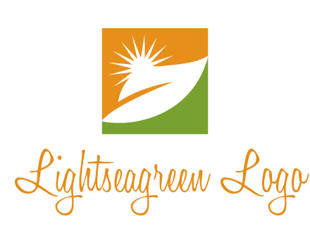 leaf and sun in square environment logo