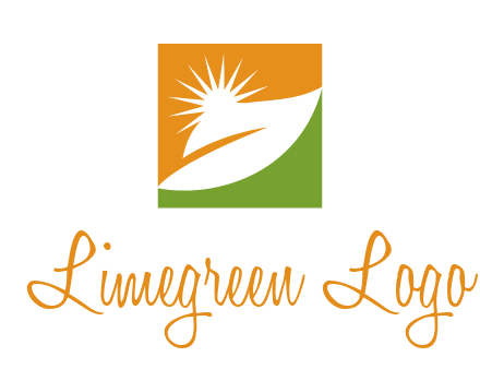 leaf and sun in square environment logo