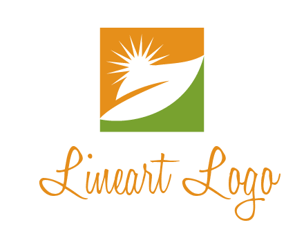 leaf and sun in square environment logo