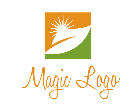 leaf and sun in square environment logo