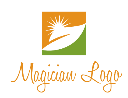 leaf and sun in square environment logo