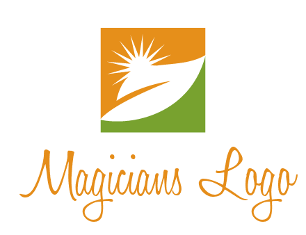 leaf and sun in square environment logo