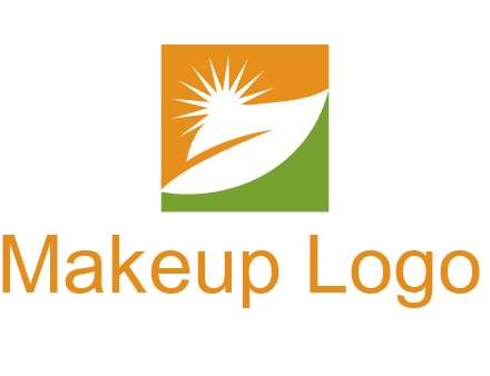 leaf and sun in square environment logo