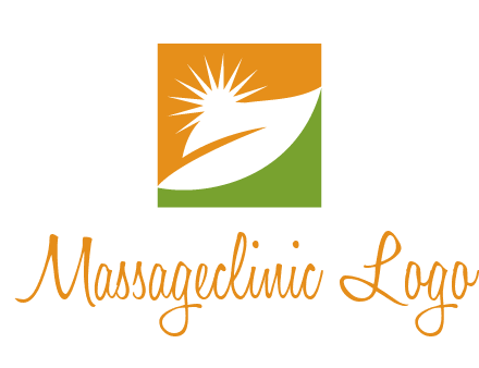 leaf and sun in square environment logo