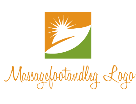 leaf and sun in square environment logo