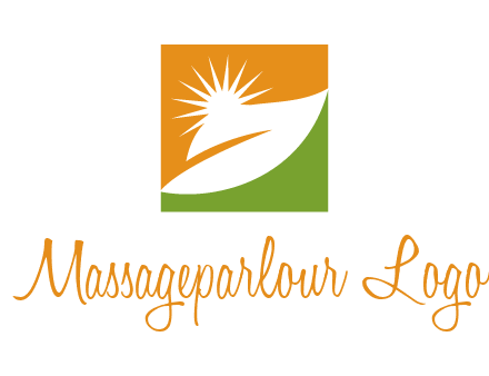 leaf and sun in square environment logo
