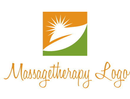 leaf and sun in square environment logo
