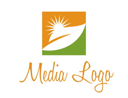 leaf and sun in square environment logo