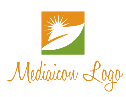 leaf and sun in square environment logo