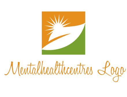 leaf and sun in square environment logo