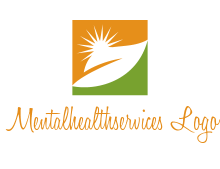 leaf and sun in square environment logo