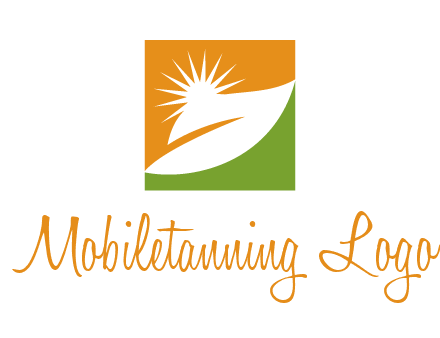 leaf and sun in square environment logo