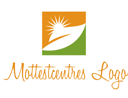 leaf and sun in square environment logo