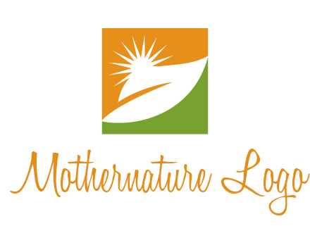 leaf and sun in square environment logo