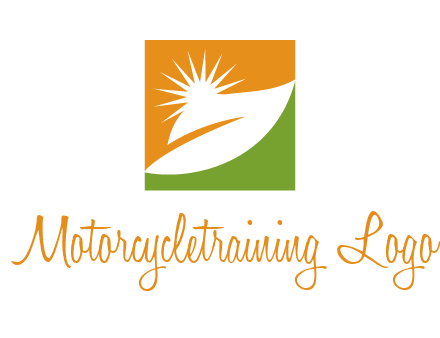 leaf and sun in square environment logo