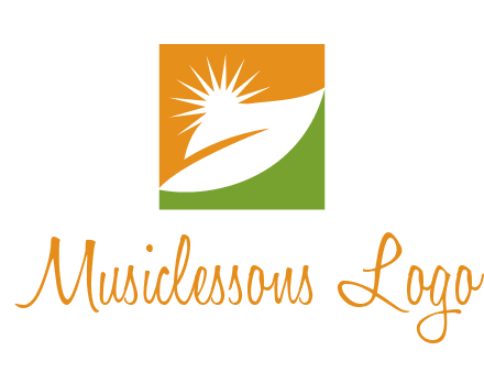 leaf and sun in square environment logo