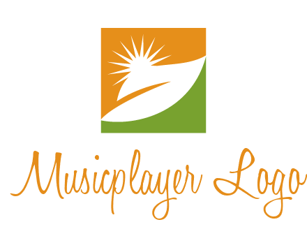 leaf and sun in square environment logo