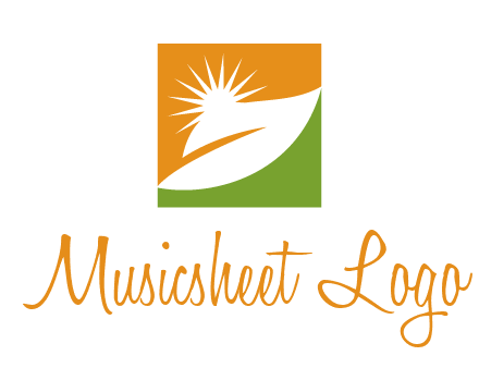 leaf and sun in square environment logo