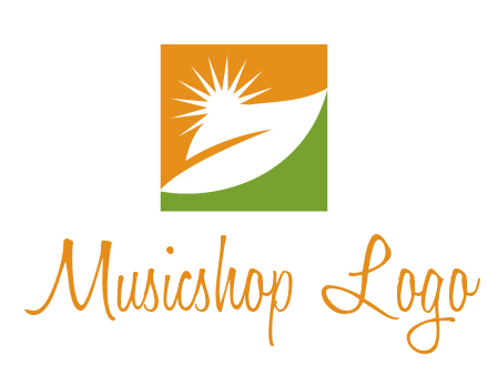 leaf and sun in square environment logo