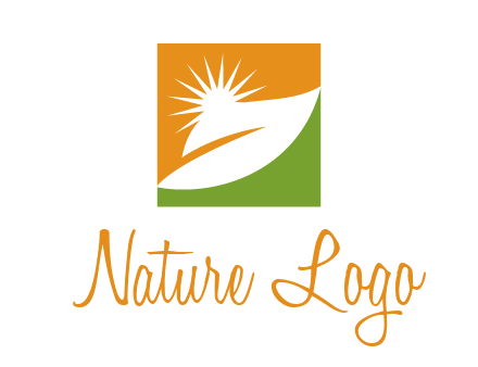 leaf and sun in square environment logo