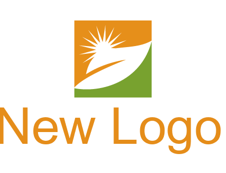 leaf and sun in square environment logo