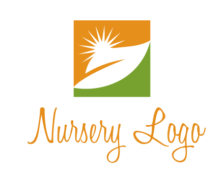 leaf and sun in square environment logo
