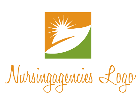 leaf and sun in square environment logo