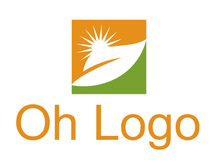 leaf and sun in square environment logo