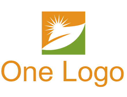 leaf and sun in square environment logo
