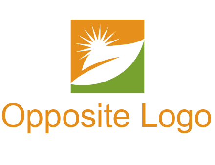 leaf and sun in square environment logo