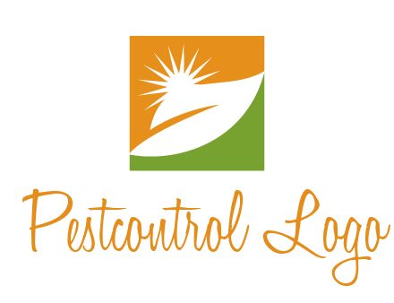 leaf and sun in square environment logo