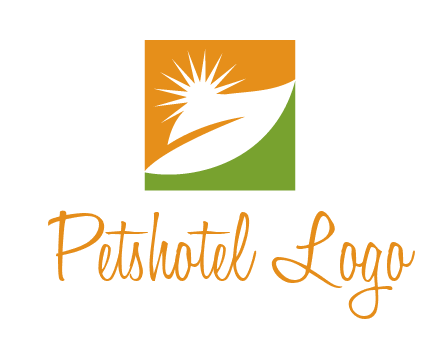 leaf and sun in square environment logo