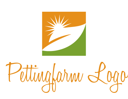 leaf and sun in square environment logo