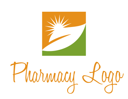 leaf and sun in square environment logo