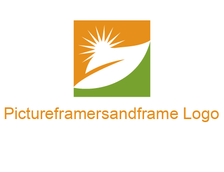 leaf and sun in square environment logo