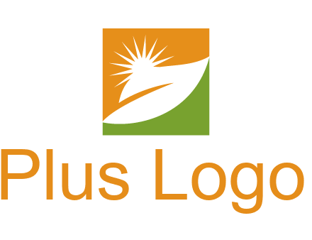 leaf and sun in square environment logo