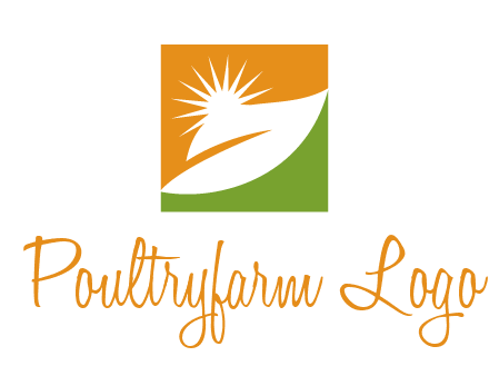 leaf and sun in square environment logo