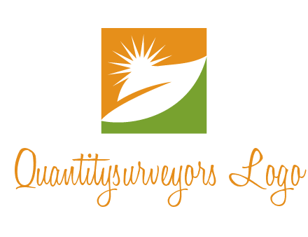 leaf and sun in square environment logo