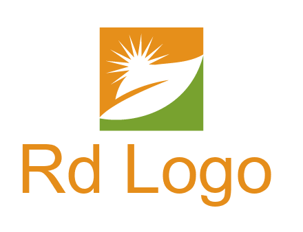 leaf and sun in square environment logo