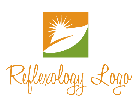 leaf and sun in square environment logo
